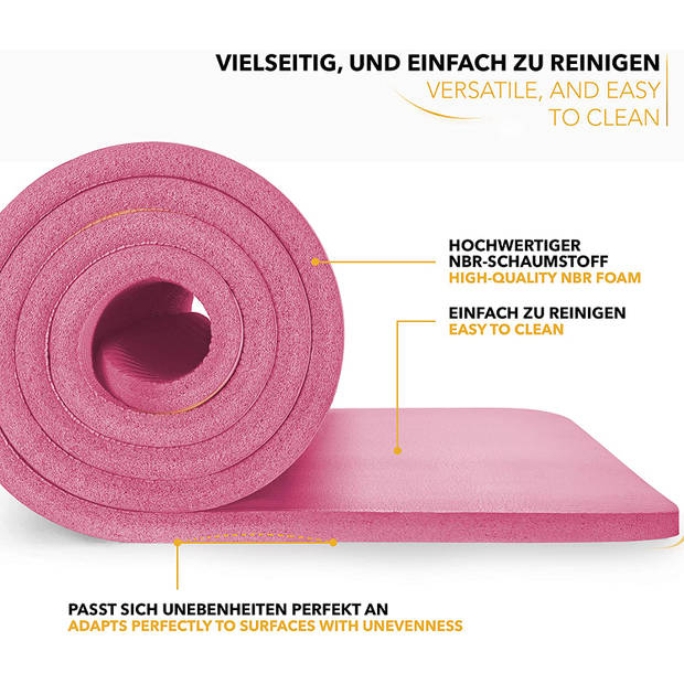 Tresko- Yogamat Roze, fitnessmat, sportmat, 185 x 60 x 1 cm