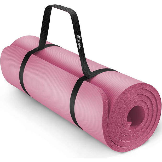 Tresko- Yogamat Roze, fitnessmat, sportmat, 185 x 60 x 1 cm