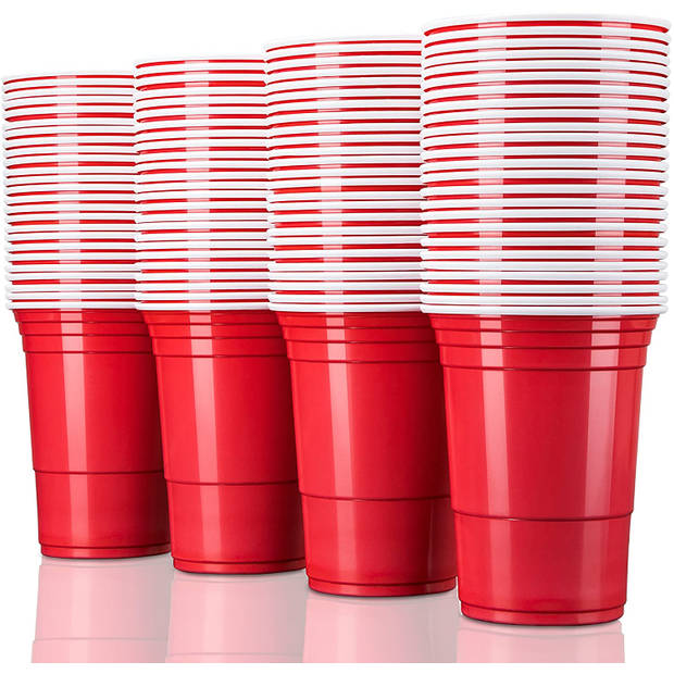 TRESKO® rode partybekers 50 stuks beer pong party cups 473 ml (16 oz) bierpong bekers extra sterk