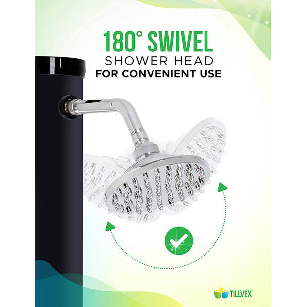 Tillvex- Design zwarte tuindouche camping douche solar douche zonnedouche zonder stroom - 20 liter