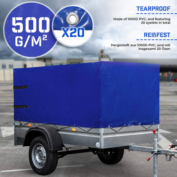 Zeildoek voor aanhanger, trailerzeil, 500g/ m2 blauw