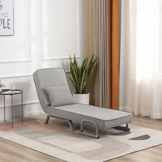 Makika- 3in1 Stoel en bed, inklapbaar, fauteuil, eenpersoons slaapbankje, grijs