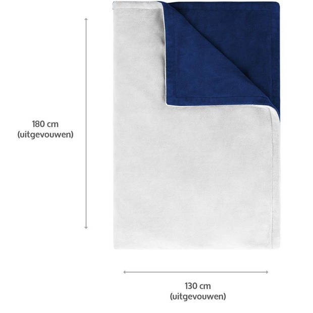 JAP Elektrisch Bovendeken - Wasmachinebestendig - Timer - 180x130 cm - Knuffeldeken - 1/2 persoons - Blauw