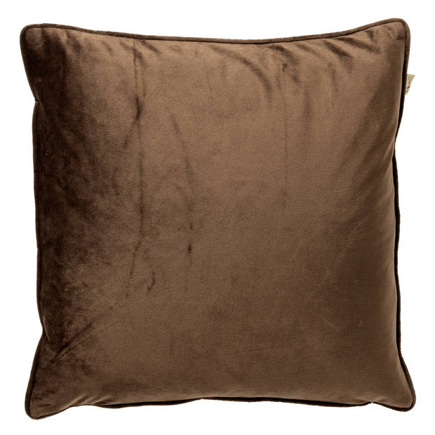 Dutch Decor - FINN - Sierkussen 60x60 cm - velvet - effen kleur - Chocolate Martini - donkerbruin