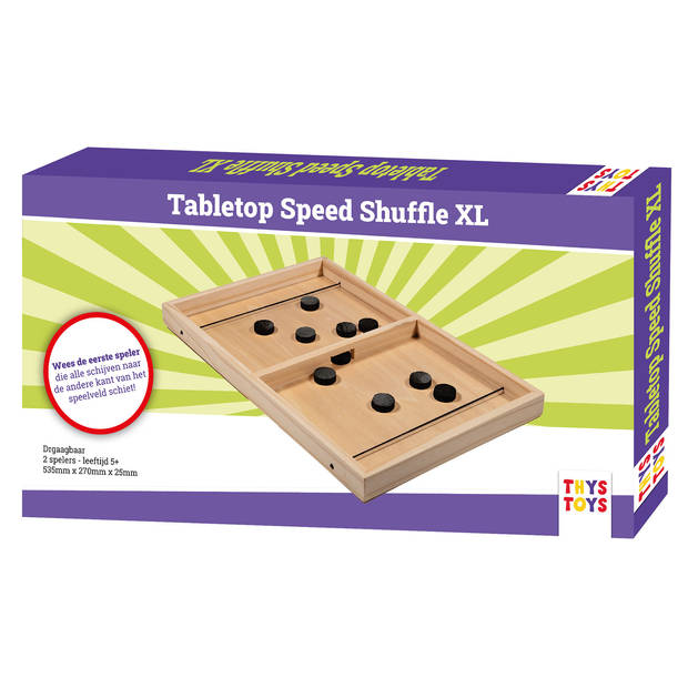 Slingpuck XL - Tabletop Speed Shuffle - Sjoelbak Klein met Pucks - Houten Bordspel - 53,5 cm