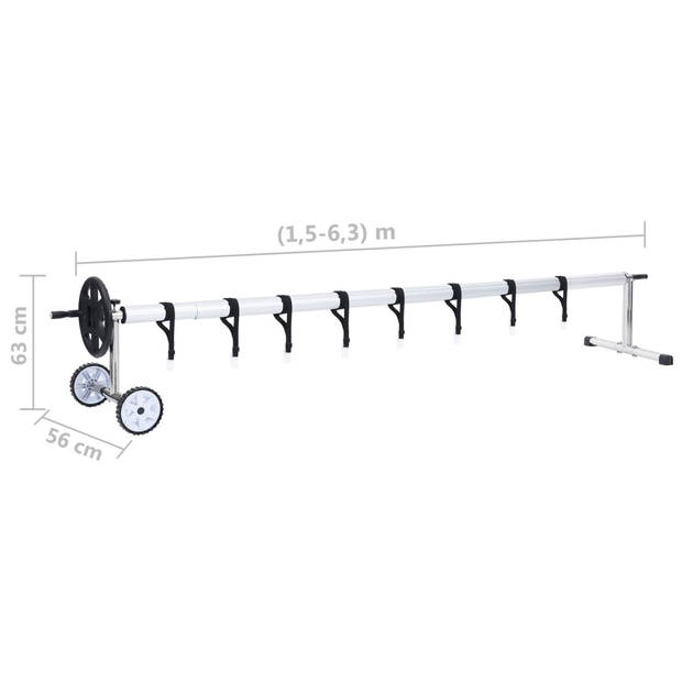 The Living Store Zwembadhoes Roller - Zwart/Zilver - 1.5-6.3m lengte - Corrosiebestendig aluminium