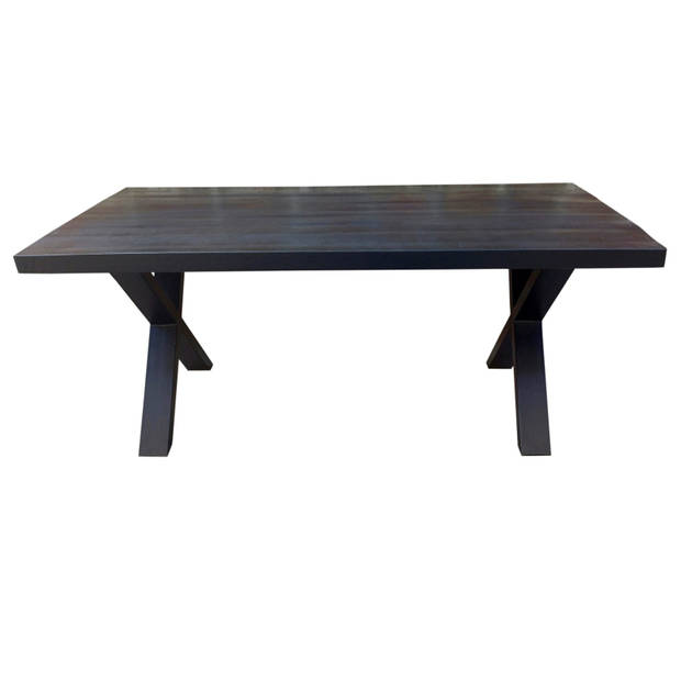 Eettafel rechthoek mangohout Xavier zwart 160cm duurzaam tafel met X-poot mango rechthoekige eetkamertafel hout