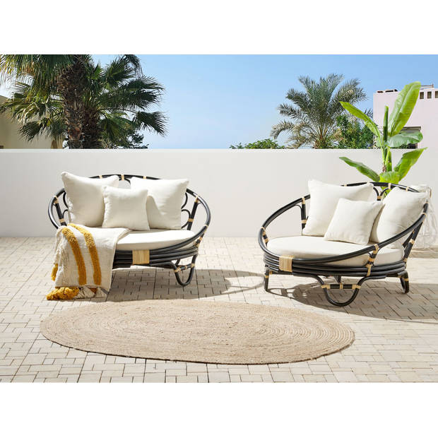 Beliani ROSSANO - Loungefauteuil-Zwart-Rotan