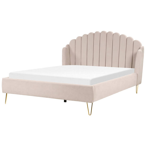 Beliani AMBILLOU - Tweepersoonsbed-Beige-Polyester