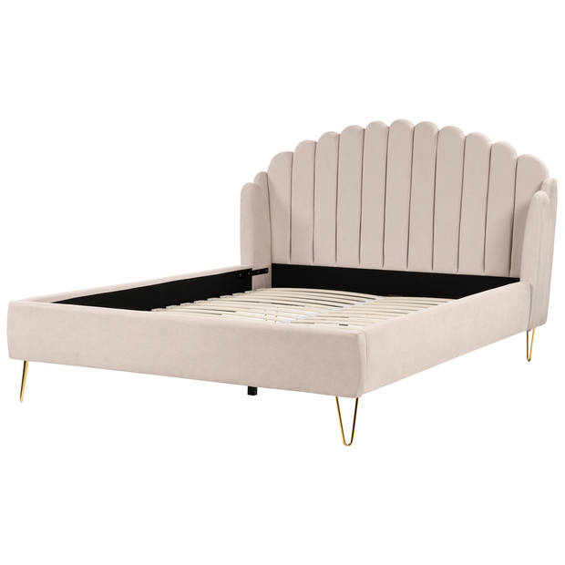 Beliani AMBILLOU - Tweepersoonsbed-Beige-Polyester