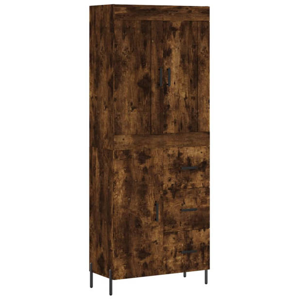 vidaXL Hoge kast 69,5x34x180 cm bewerkt hout gerookt eikenkleurig