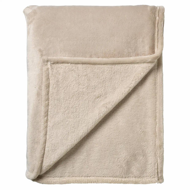 Dutch Decor - MARLEY - Plaid 150x200 cm - zachte fleece deken - extra dik - Pumice Stone - beige