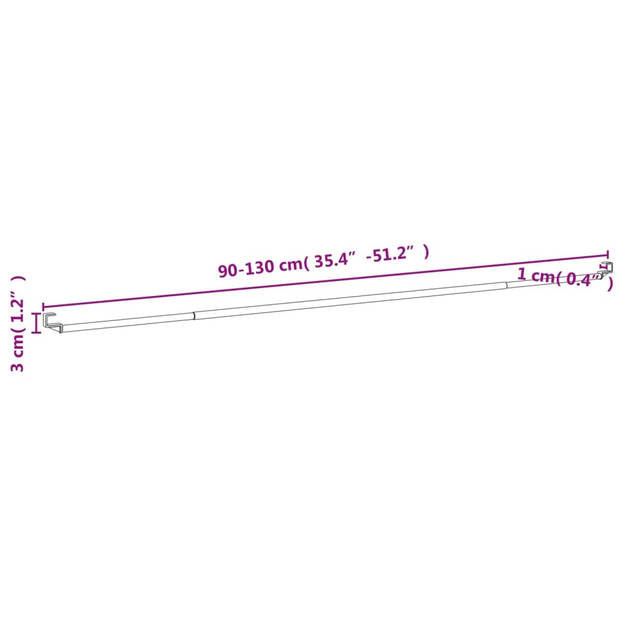 vidaXL Gordijnrails 2 st 90-130 cm aluminium wit en zilverkleurig