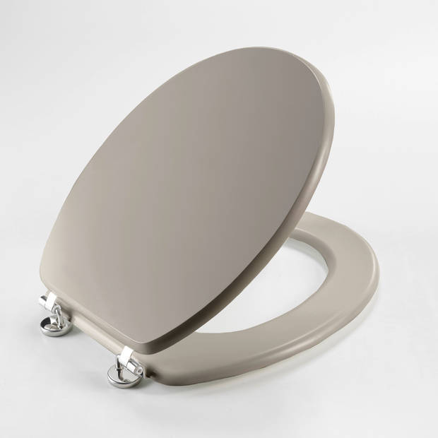 Wicotex - Toiletbril - WC bril MDF - Hout mat Taupe - Inclusief metallic scharnieren.