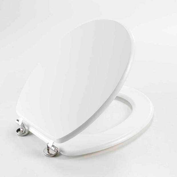 Wicotex - Toiletbril - WC bril MDF - Hout mat Wit - Inclusief metallic scharnieren.