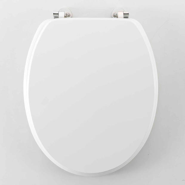 Wicotex - Toiletbril - WC bril MDF - Hout mat Wit - Inclusief metallic scharnieren.