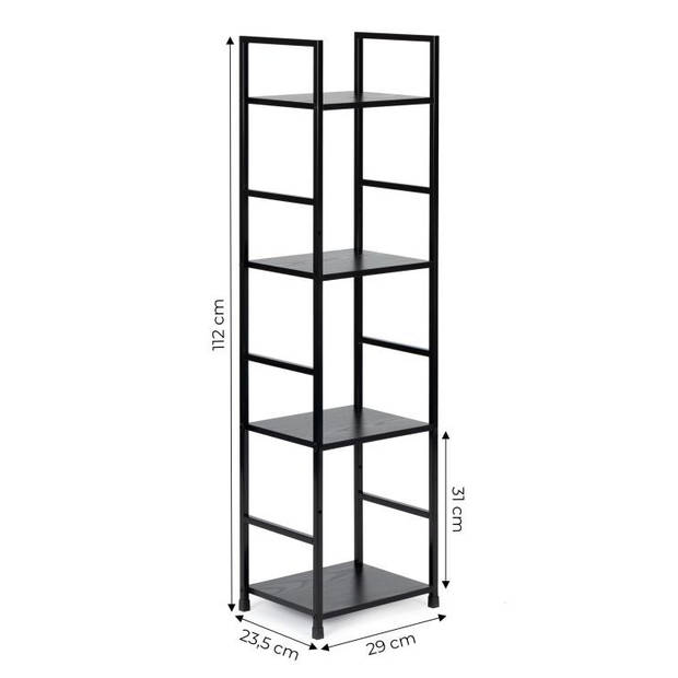 Modern Home industriële loft stijl boekenkast met 4 planken - 113 x 29 x 23,5 cm - Bruin