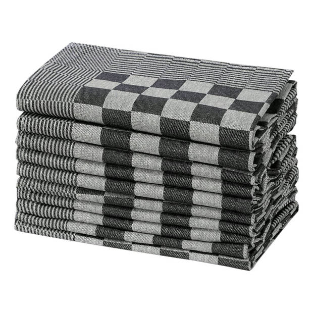 vidaXL Keukendoeken 10 st 50x70 cm katoen zwart en wit