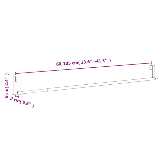 vidaXL Gordijnrails 2 st 60-105 cm aluminium wit en zilverkleurig