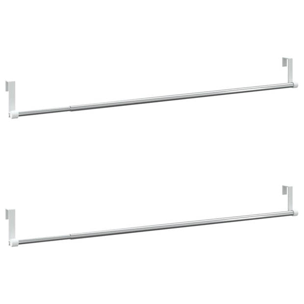 vidaXL Gordijnrails 2 st 60-105 cm aluminium wit en zilverkleurig