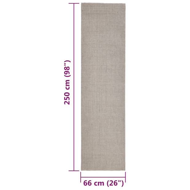 The Living Store Sisal Mat - 66 x 250 cm - Zand - 100% sisal - Anti-slip onderkant