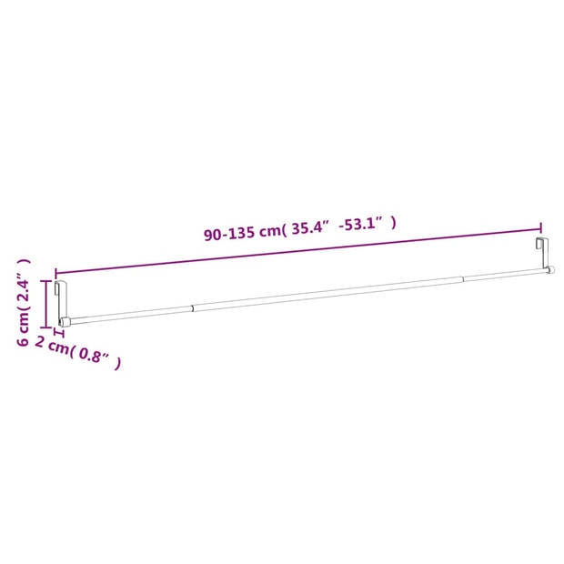 vidaXL Gordijnrails 2 st 90-135 cm aluminium wit en zilverkleurig