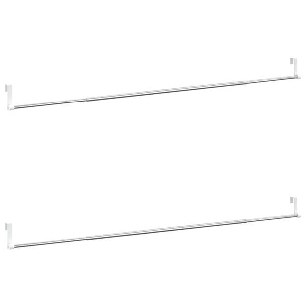 vidaXL Gordijnrails 2 st 90-135 cm aluminium wit en zilverkleurig