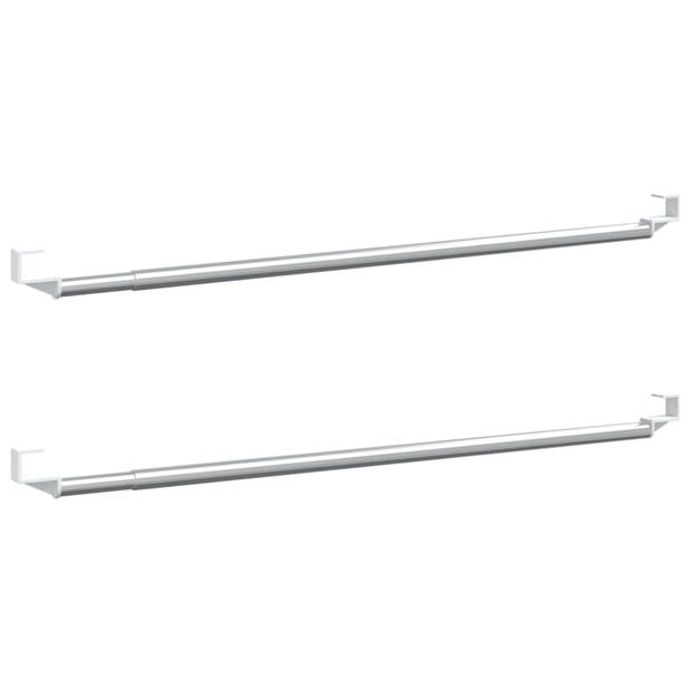 vidaXL Gordijnrails 2 st 40-60 cm aluminium wit en zilverkleurig