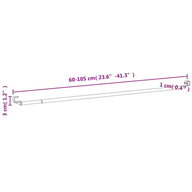 vidaXL Gordijnrails 2 st 60-105 cm aluminium wit en zilverkleurig