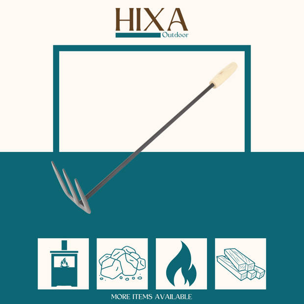 HIXA Hark - Haardset voor Houtkachel - Openhaard - Gereedschap - Zwart - Metaal - Hout