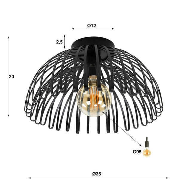 Plafondlamp Bernhard 1-lichts metaal