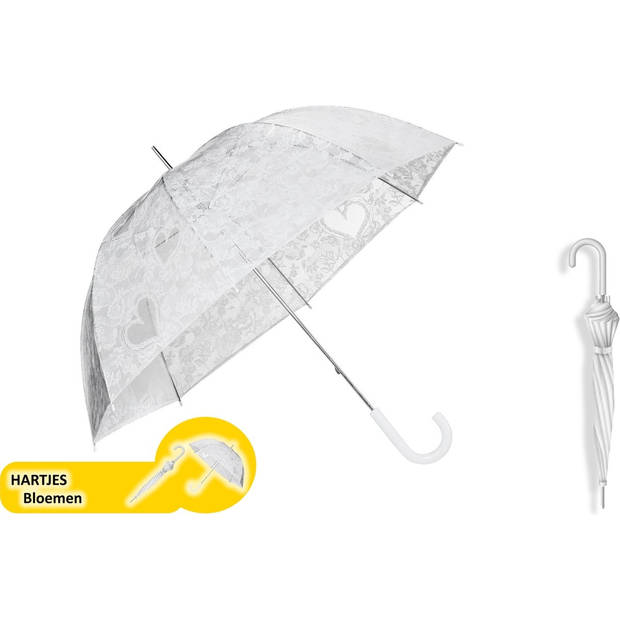 3x Robuuste en Stijlvolle Paraplu: Aluminium Frame, Transparant en Opvouwbaar – Perfect voor Trouwerijen - 95 cm