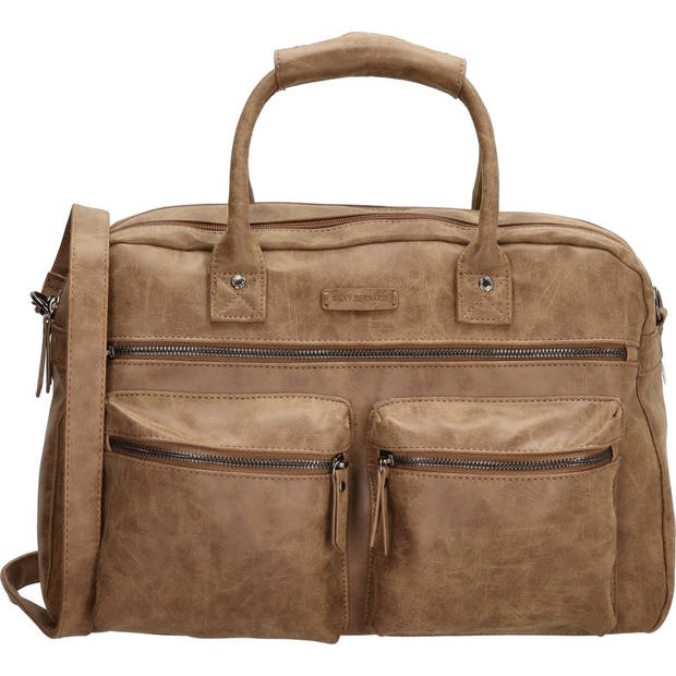 Handtas: Dames Kunstleer cognac - camel - Laptoptas Omhang Hand & Schoudertas Western Bag Laptoptas 15.6 inch - Hand &