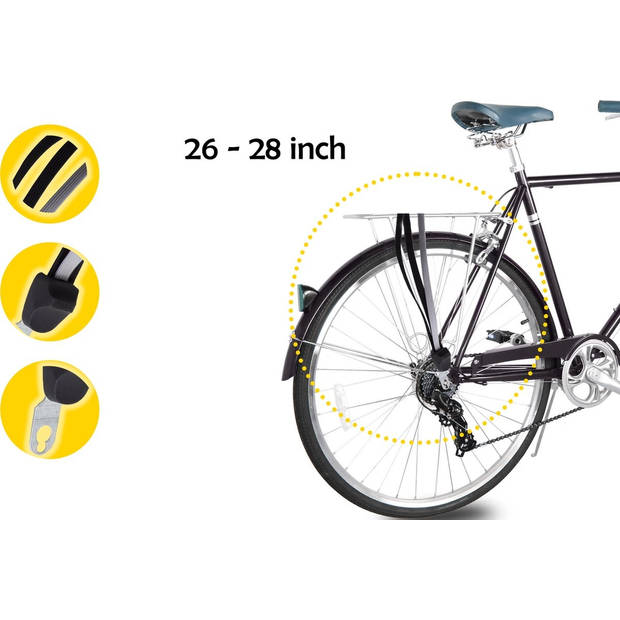 Snelbinders Fiets - Bagagespin voor 26 en 28 inch - 3 Elastiek met Hak - Zwart