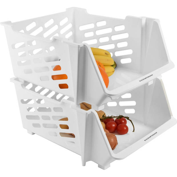 2x Vegetable basket Vegetable Basket Kitchen Basket rack Rack with Baskets White