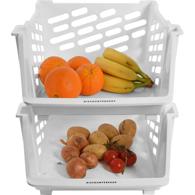 2x Vegetable basket Vegetable Basket Kitchen Basket rack Rack with Baskets White