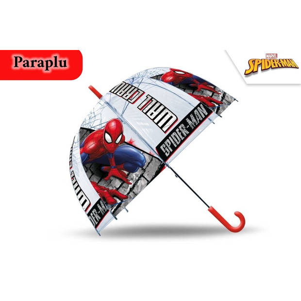 Paraplu kinderen - Spiderman Kinderparaplu - Disney Kinderparaplu Spiderman - kinderparaplu doorzichtig - automatische