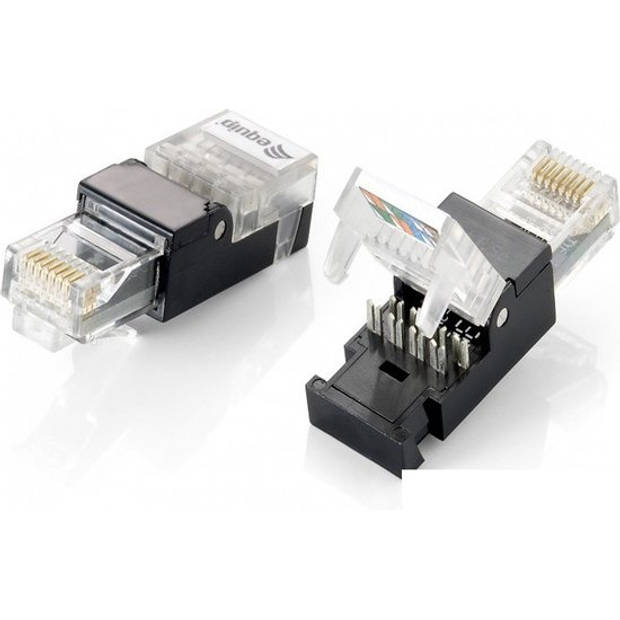 4 stuks kabel-connector RJ-45 Zwart, Transparant RJ45 connectoren - Stekker - Connector - Cat5E - Cat6 - Plugs -