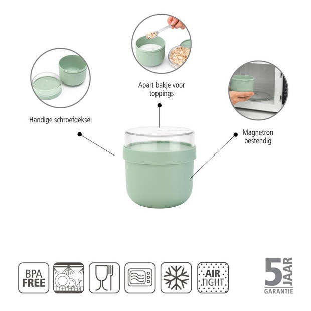 Brabantia Make & Take yoghurtbeker 0,5 liter, kunststof - Jade Green