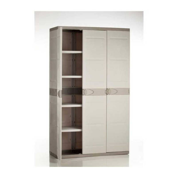 TITANIUM PLASTIKEN Kleerkast 3 deuren met planken + kleerkast l105 x d44 x h176 cm Beige en Taupe TITANIUM assortiment