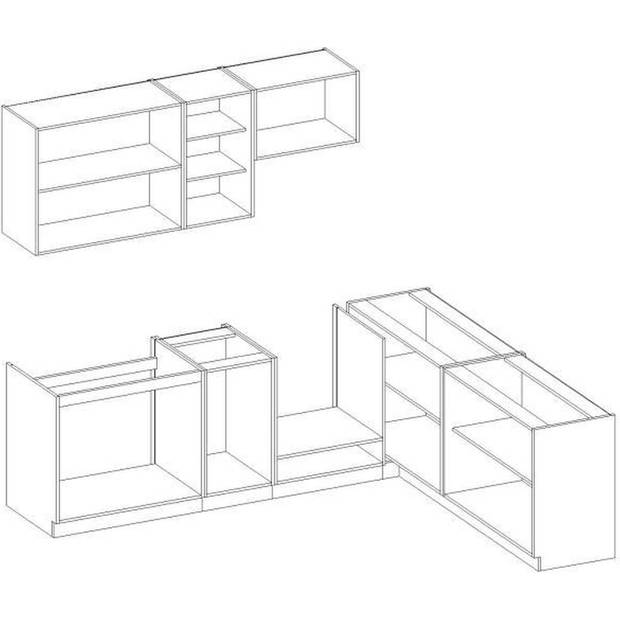 Lassen complete hoekkeuken met werkblad - 240 x 165 cm - grijs - omkeerbare hoeken