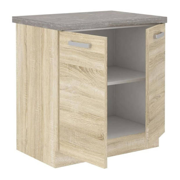 Lassen lage kast met werkblad - eiken - 80 x 51,6 x 82 cm - 2 scharnierende deuren