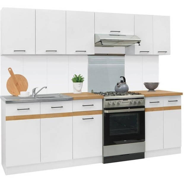 Junona complete keuken - 7 elementen - 240 cm - glanzend wit