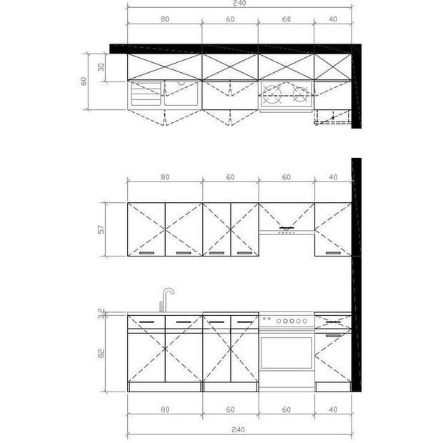 Junona complete keuken - 7 elementen - 240 cm - glanzend wit