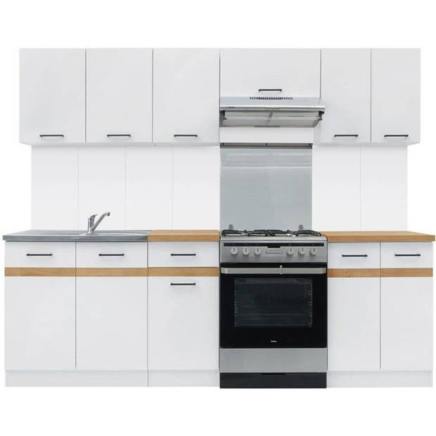 Junona complete keuken - 7 elementen - 240 cm - glanzend wit