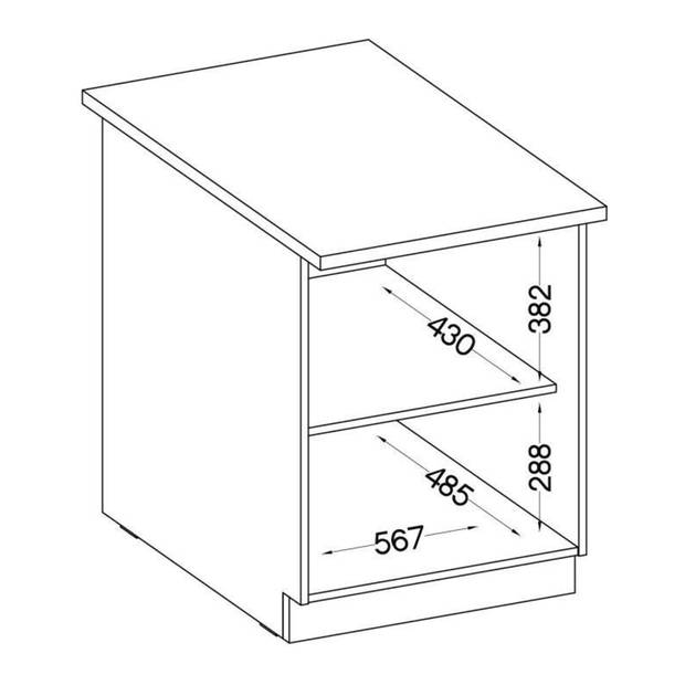 Lassen onderkast - grijs - 60 x 51,6 x 85 cm - 2 draaideuren