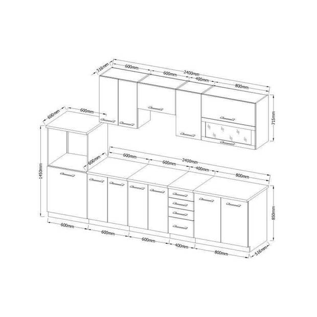 Lassen complete keuken - 300 cm - inclusief halve kolomoven en kap