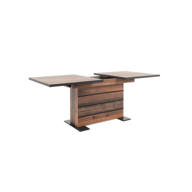 Manhattan uitschuifbare eettafel - rustieke bruin en zwarte - 160-200 x 90 x 75 cm