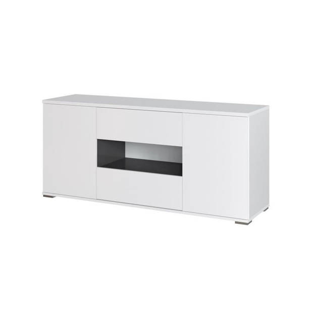 STAR TV-kast 2 deuren 2 laden - Glanzend wit en grijs - L 150 x D 42 x H 67cm