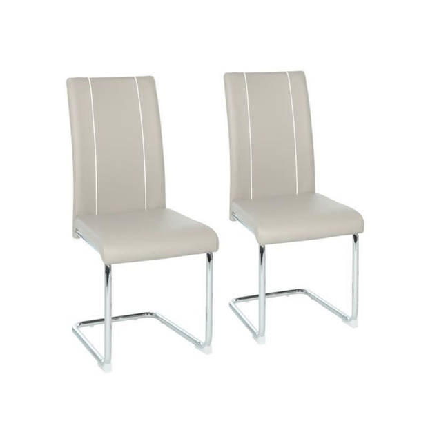 Set van 2 stoelen - Lichtgrijs imitatie - Metalen poten - L 44 x D 56 x H 101 cm - GASPARD